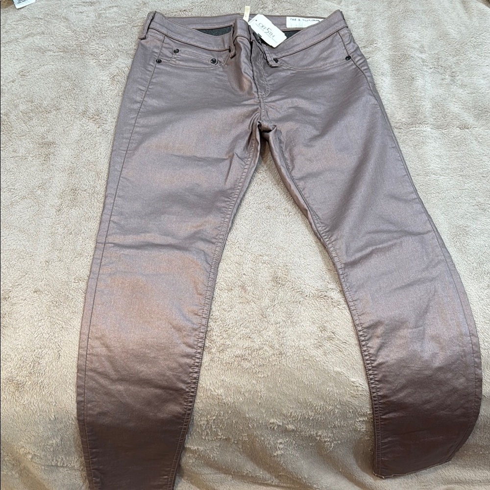 NWT Rag & Bone Metallic Rose Skinny Jean Leggings